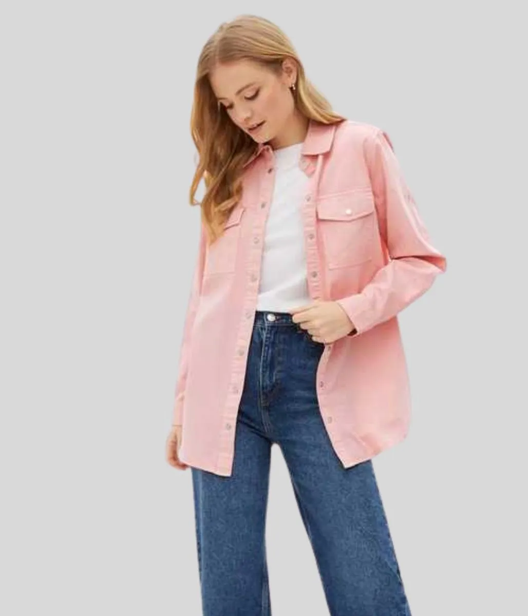 Pink Relaxed Denim Shirt