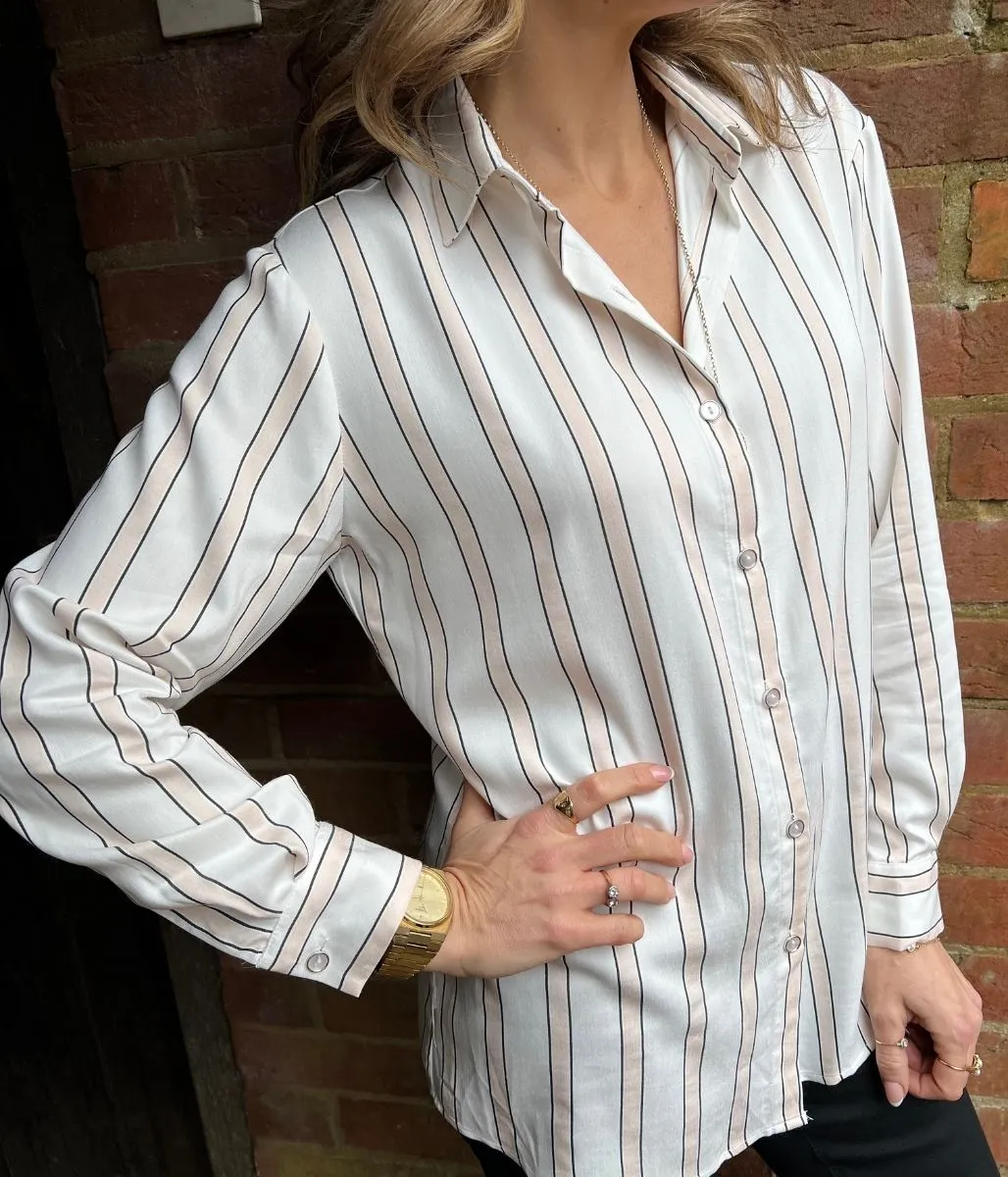 Pink Relaxed Striped Shirt