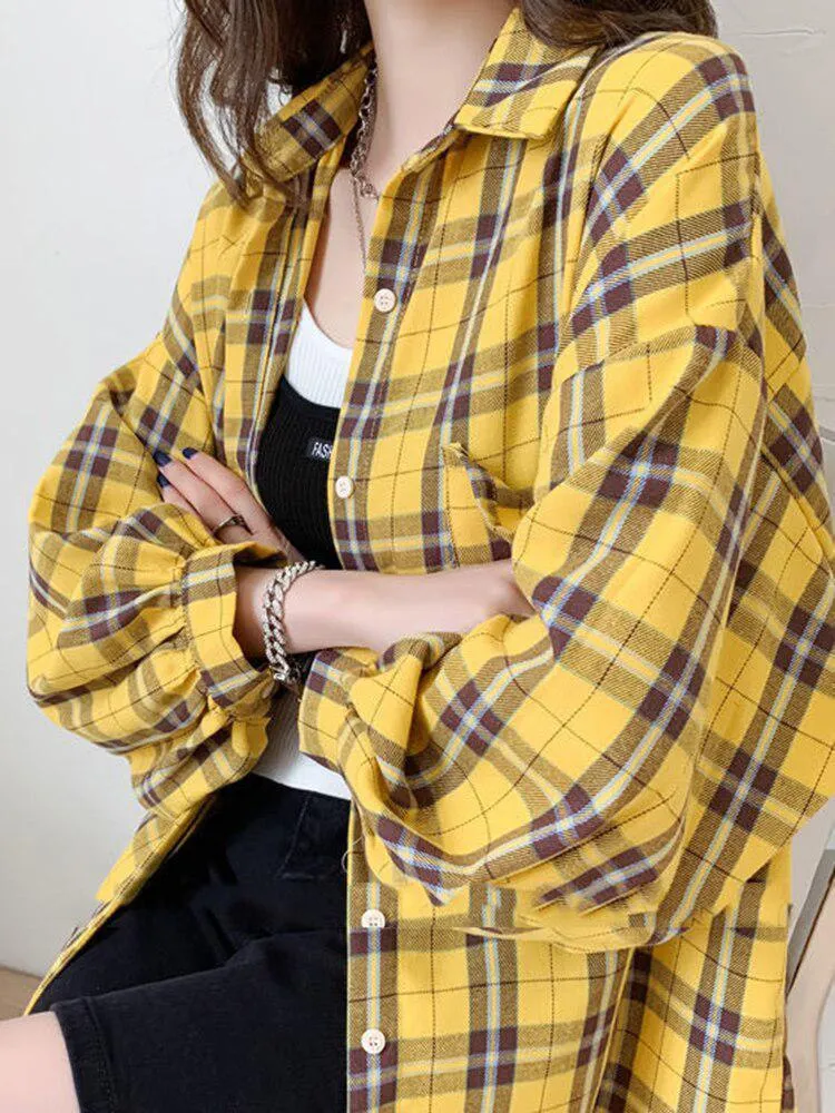 Puff Sleeve Plaid Shirt