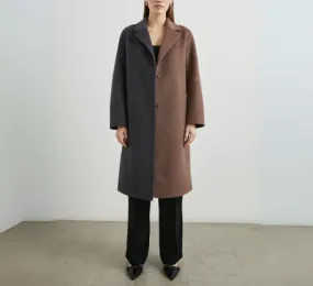 Rails - Lore 2 Toned Wool Knee Length Coat in Charcoal Mink Mix