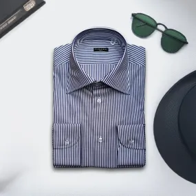 Ramona Blue Pinpoint Cotton Dress Shirt