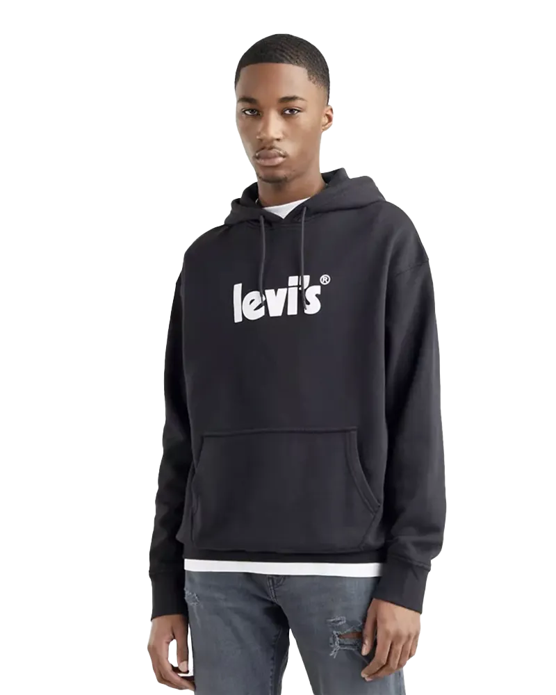 Relaxed Graphic Hoodie in Caviar