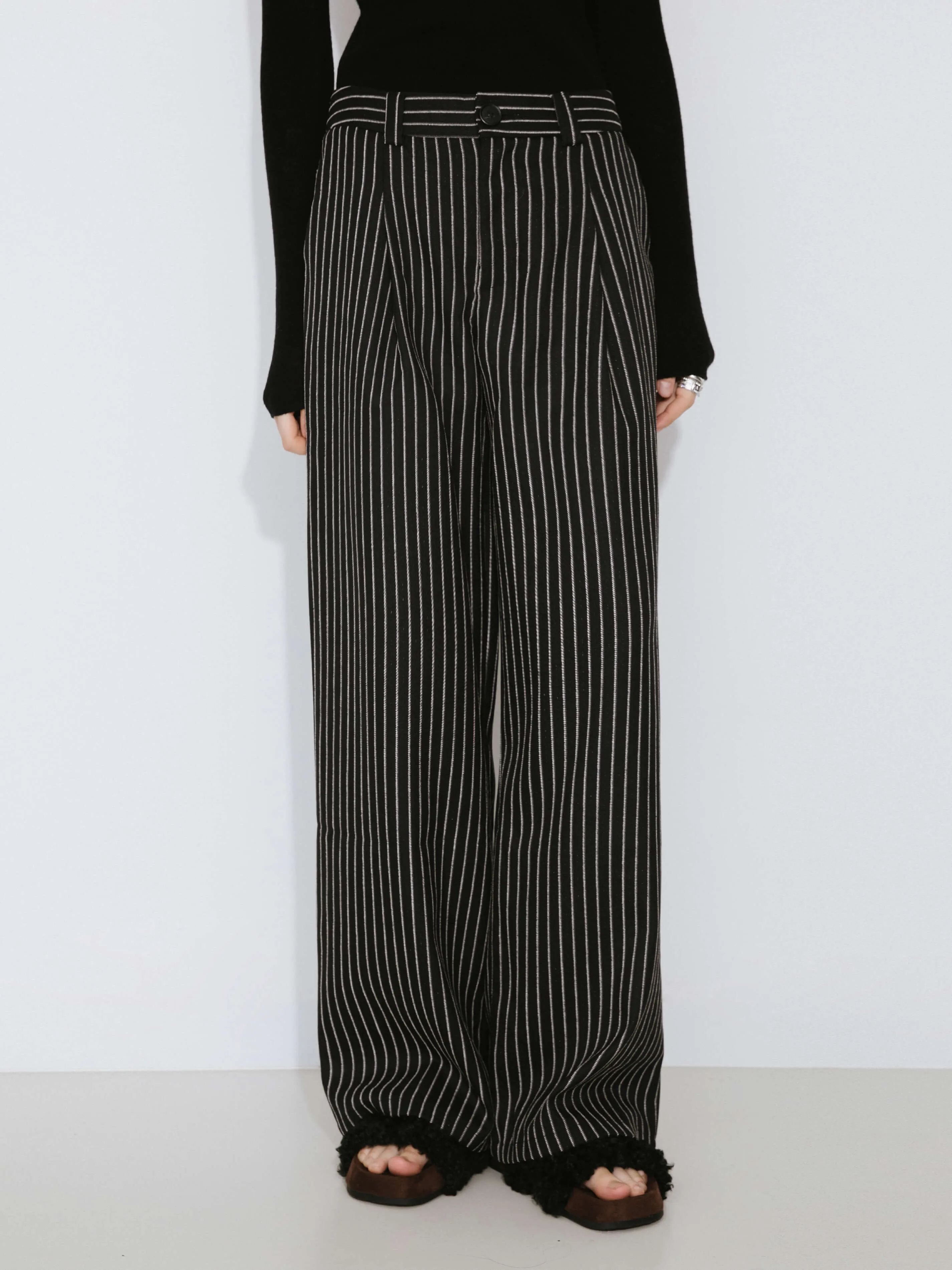 Retro Striped Straight Trousers