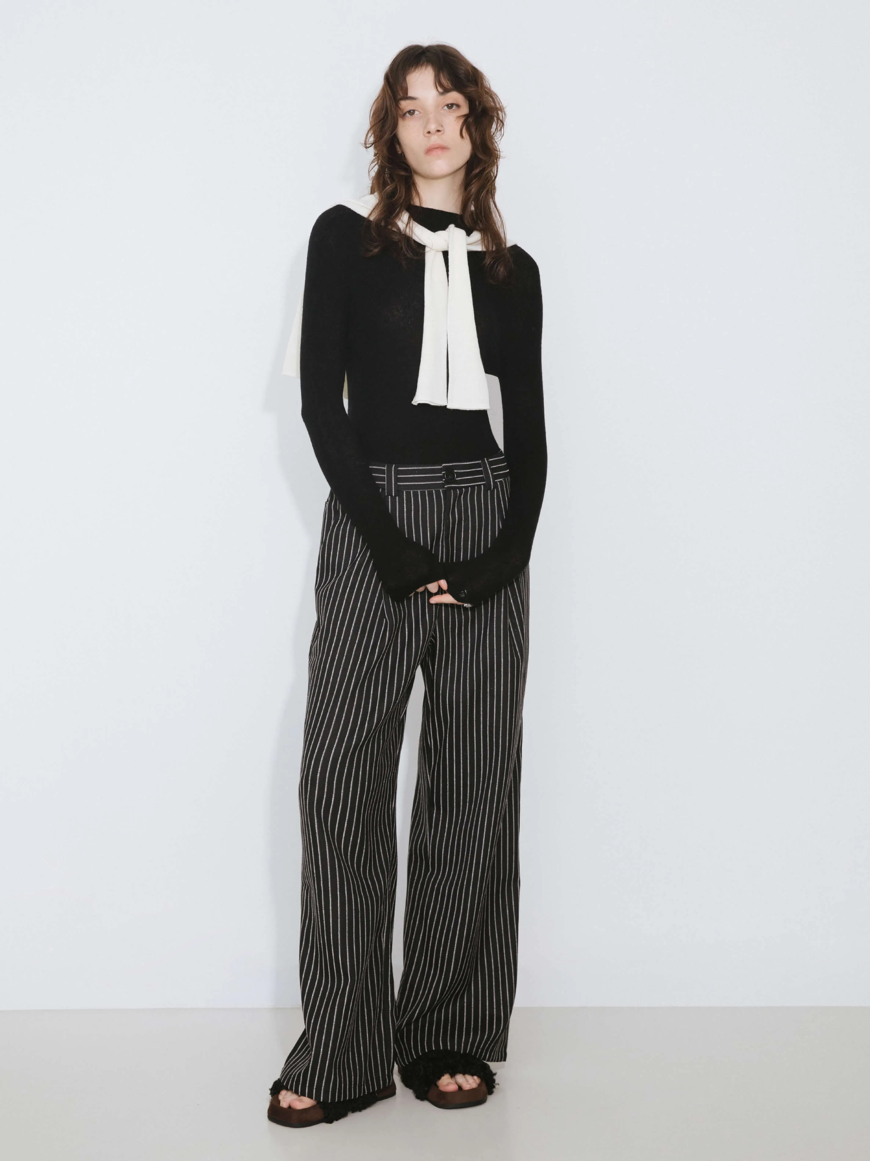 Retro Striped Straight Trousers