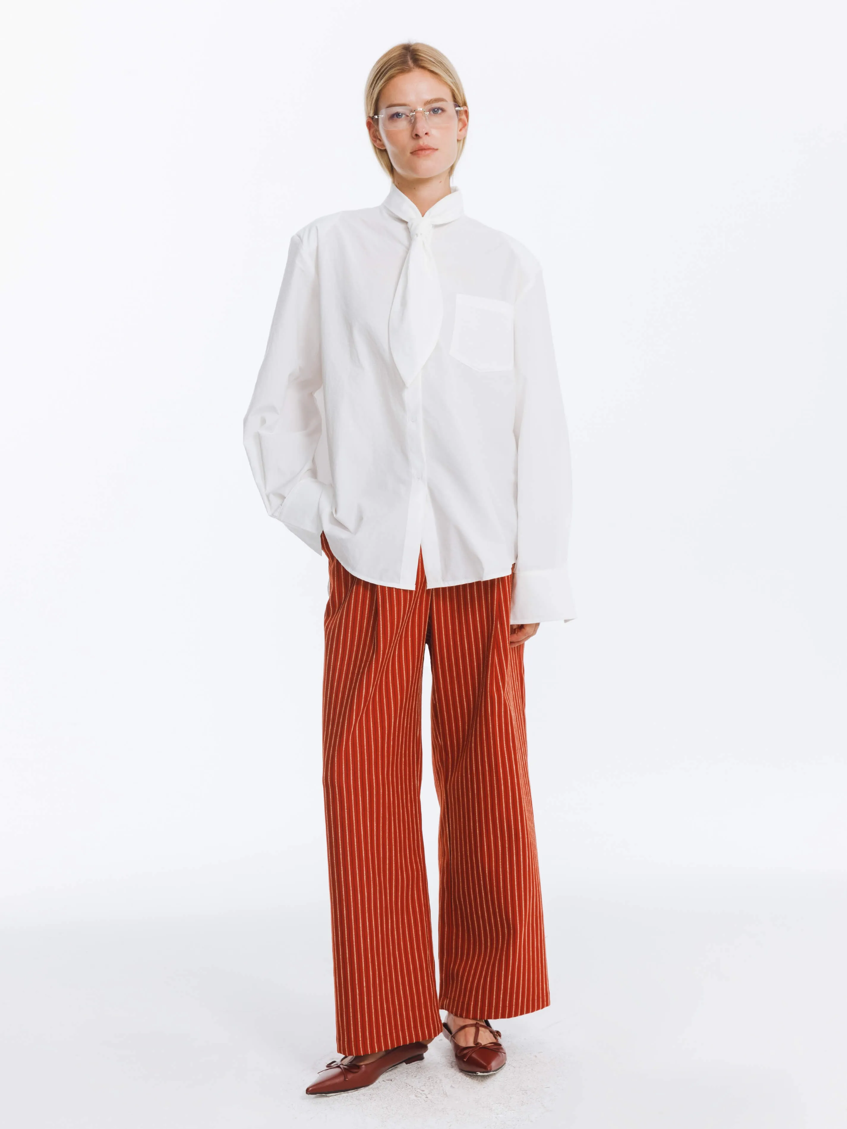 Retro Striped Straight Trousers