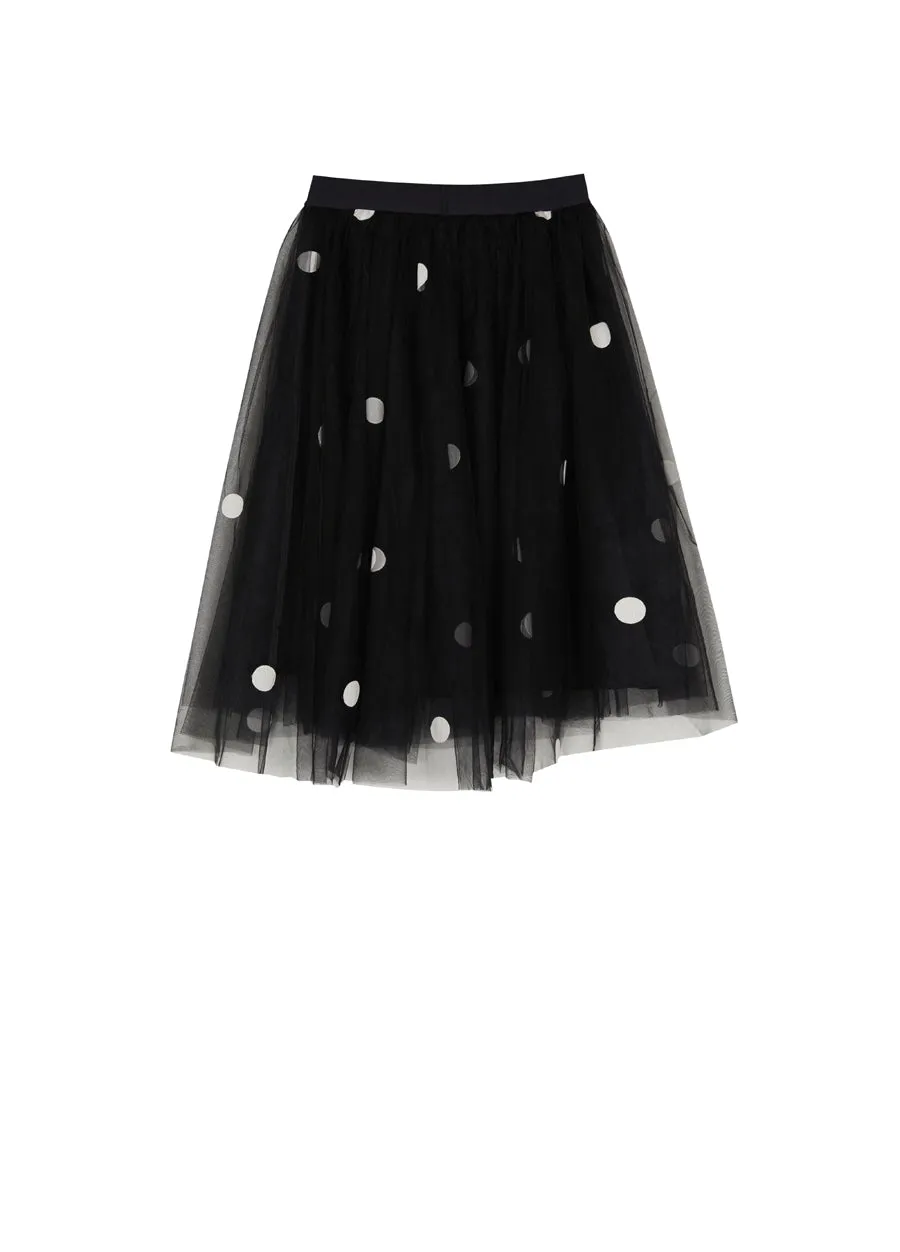 Skirt / JNBY Girly Embroidery Printed Mesh Polka Dot A-shape Skirt