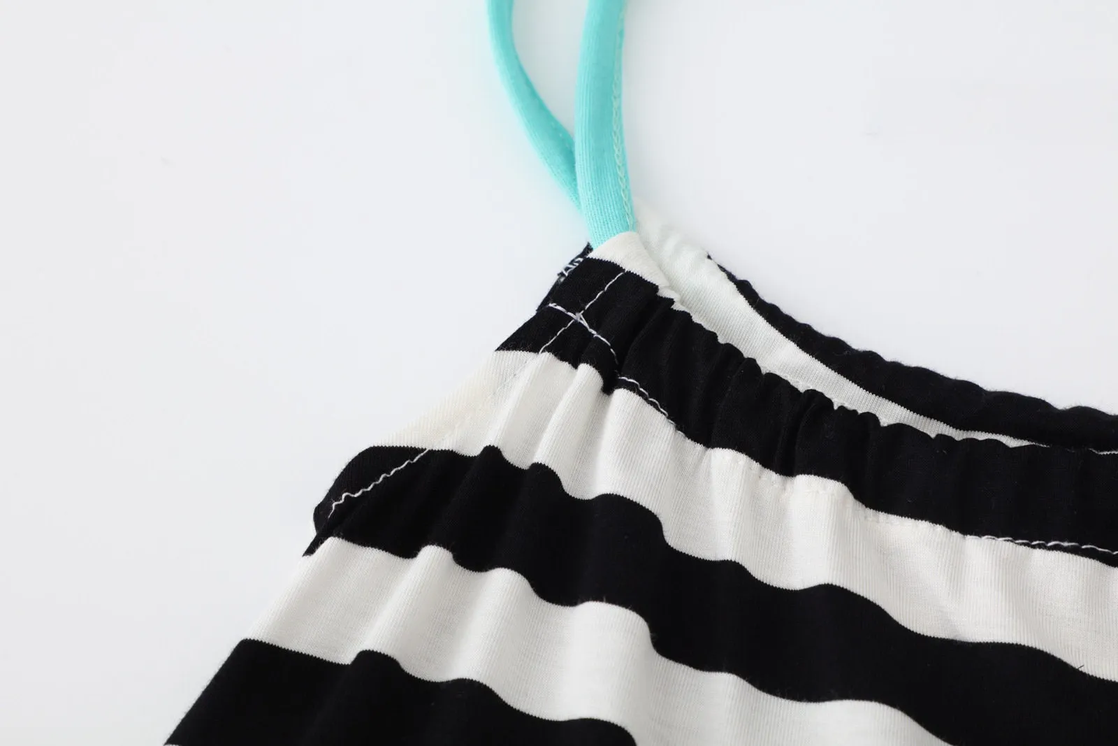 Sleeveless Black & White Striped Floral Summer Girls Dress | Toddler Girl Gift Kid Baby Girl Dress Gift Princess Girl Dress Cloths 2-8 Years