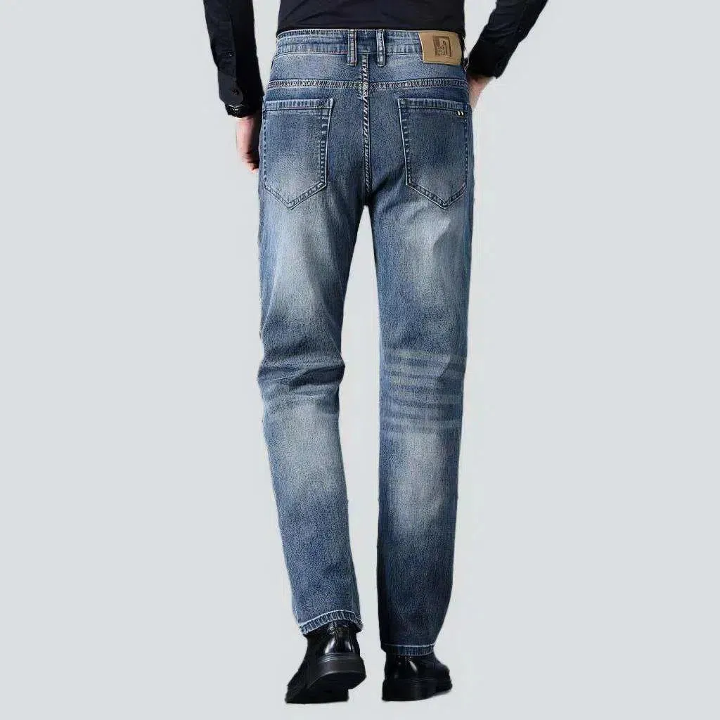 Tapered men's whiskered jeans