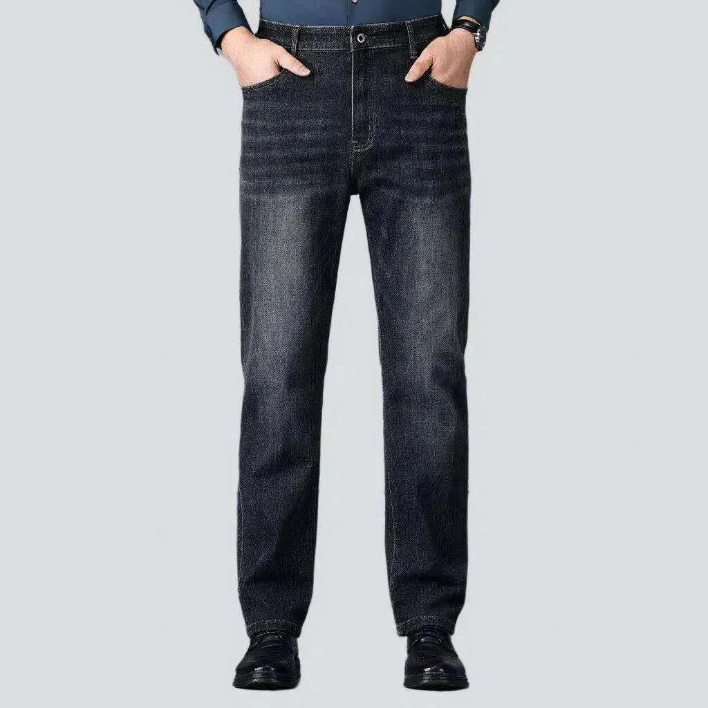 Tapered men's whiskered jeans