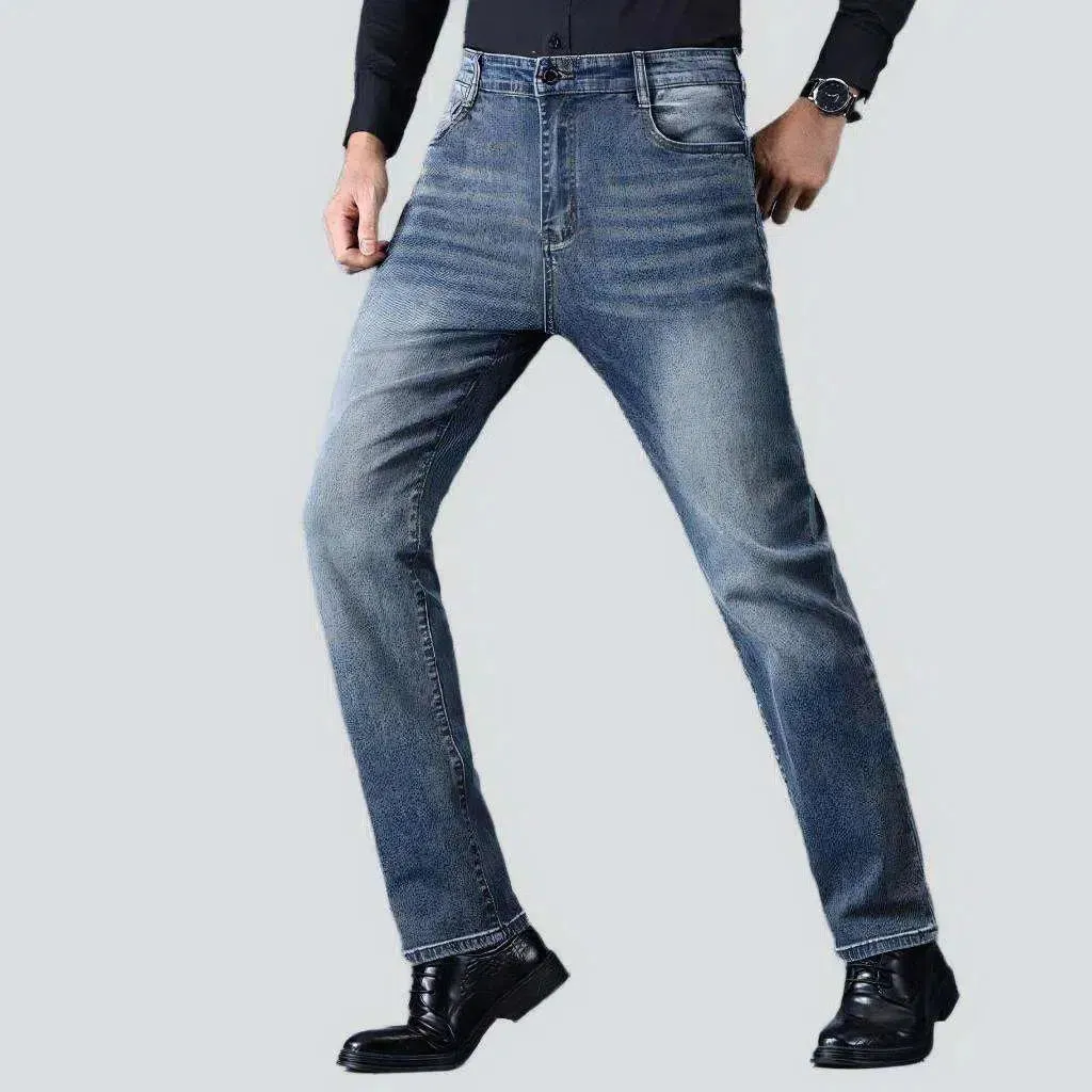 Tapered men's whiskered jeans