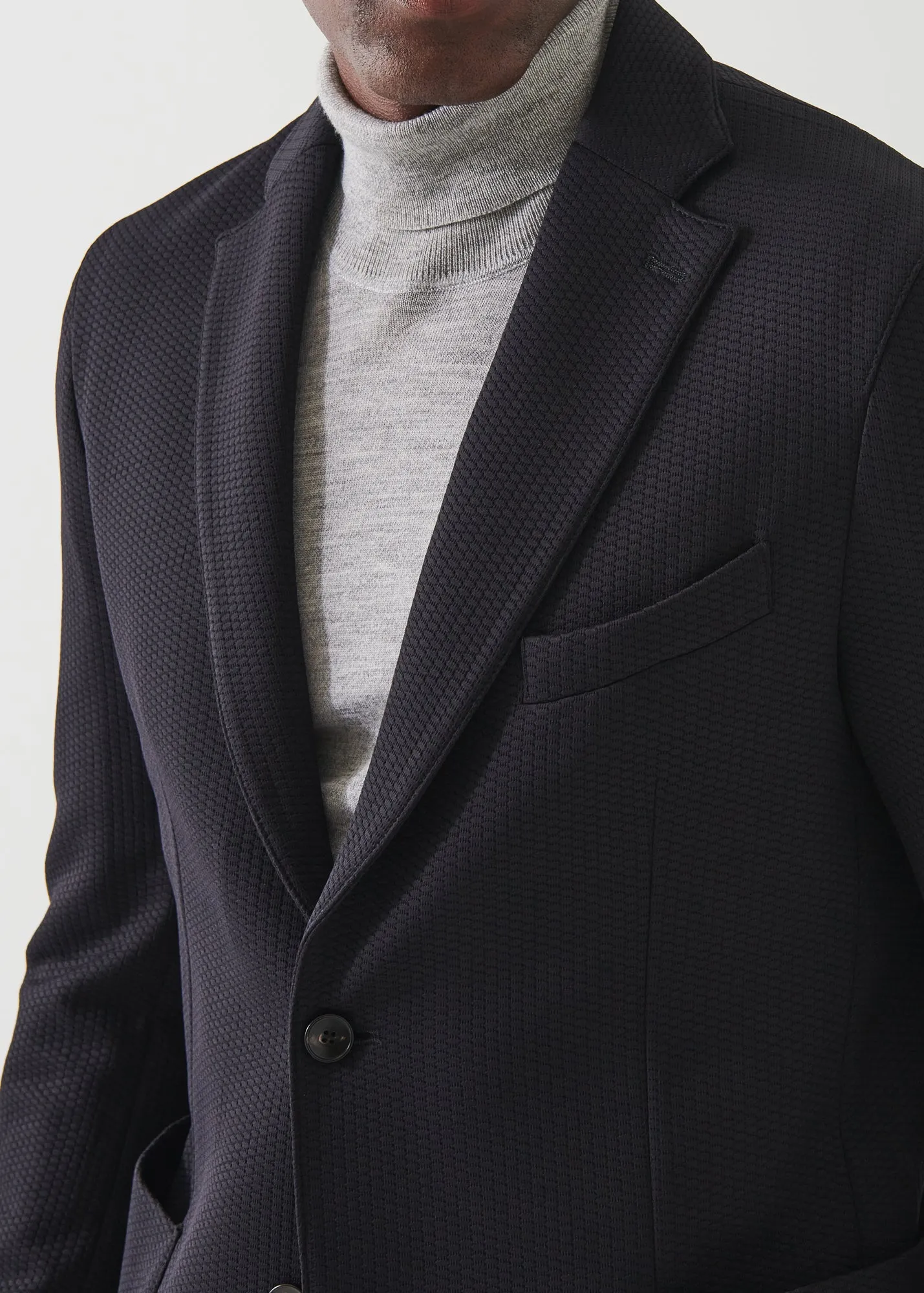 Textured Nylon Two-Button Blazer