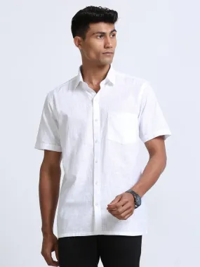 Time Cotton Finish White Shirt Half Sleeve