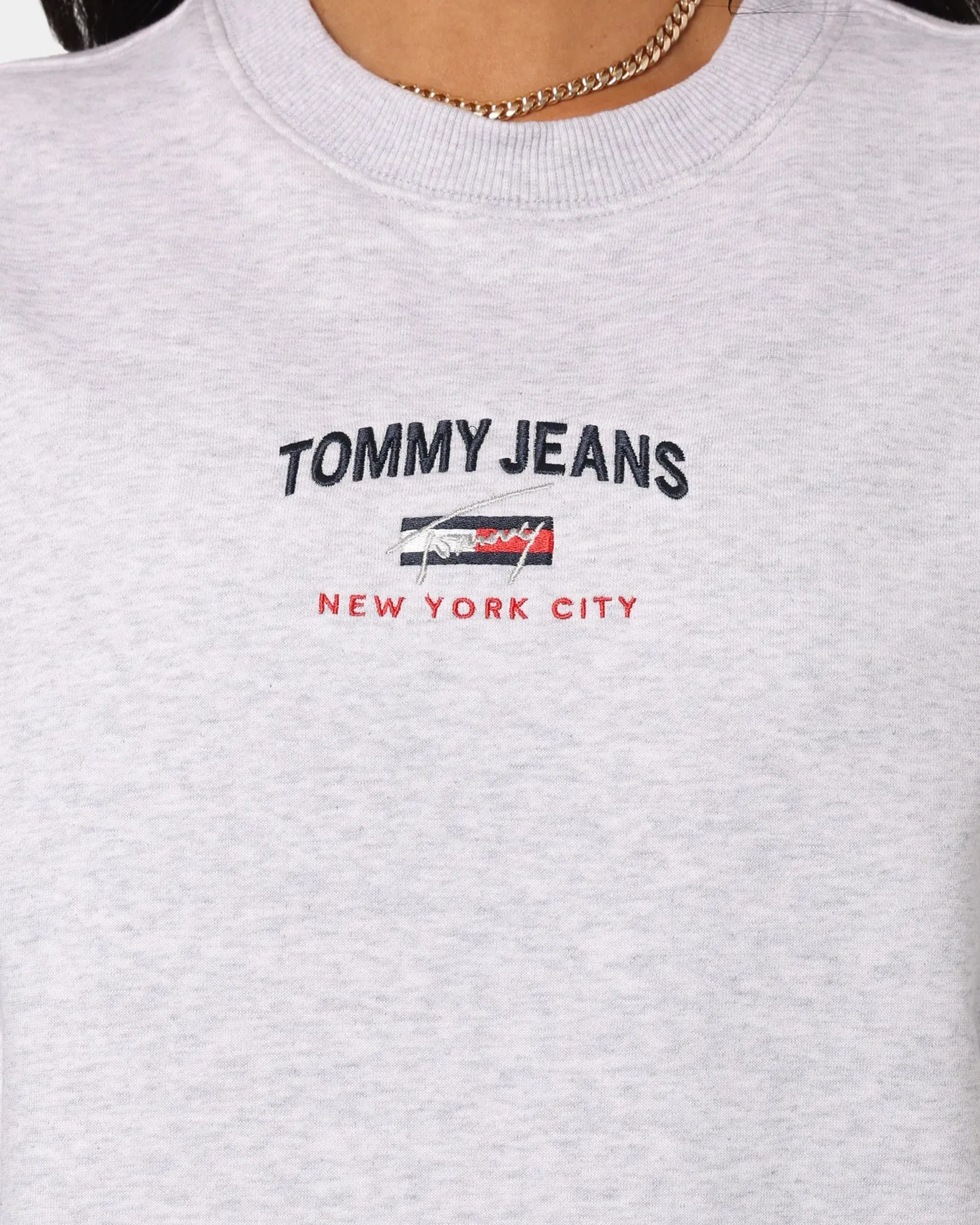 Tommy Jeans Women's New York Logo Relaxed Crew Grey Marle