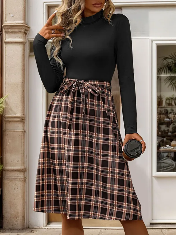 Trendy A-Line Belted Dress for Office Wear