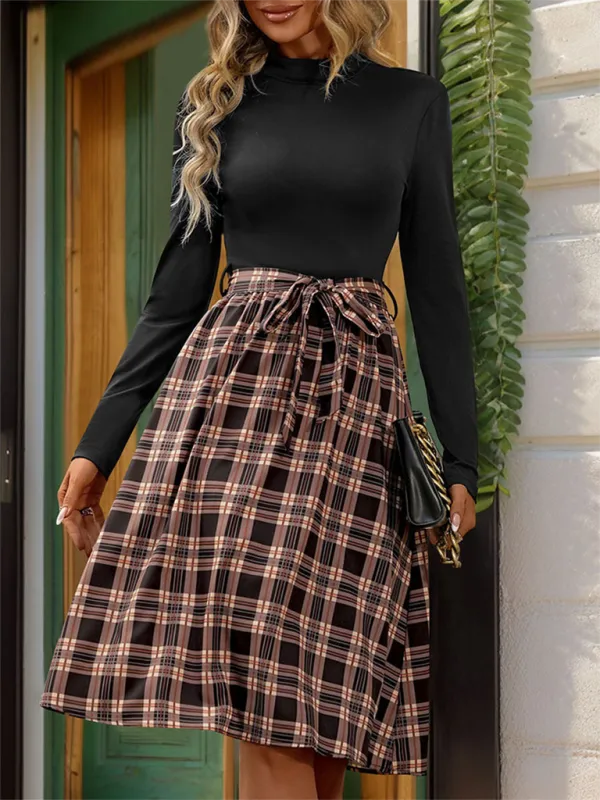 Trendy A-Line Belted Dress for Office Wear