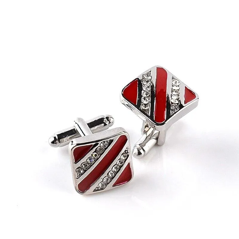 University Stripe Crystal Cufflinks