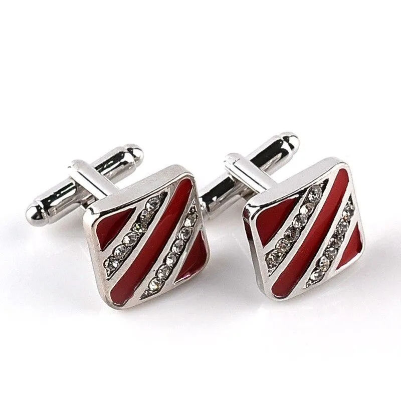 University Stripe Crystal Cufflinks