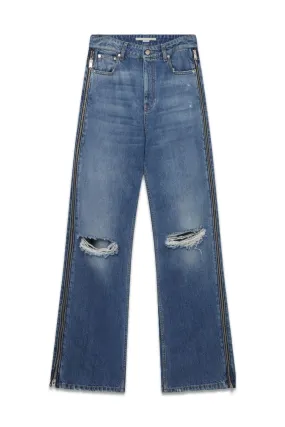 Vintage Wash Zip Straight Leg Jeans