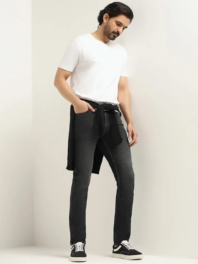 WES Casuals Black Relaxed Fit Mid Rise Jeans