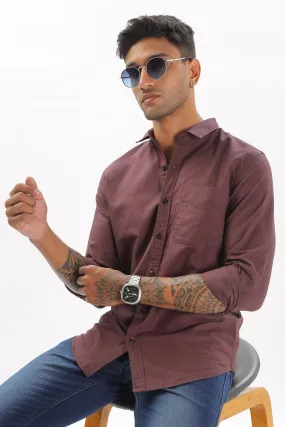 Wine Regular Fit Plain Full Sleeve Shirt