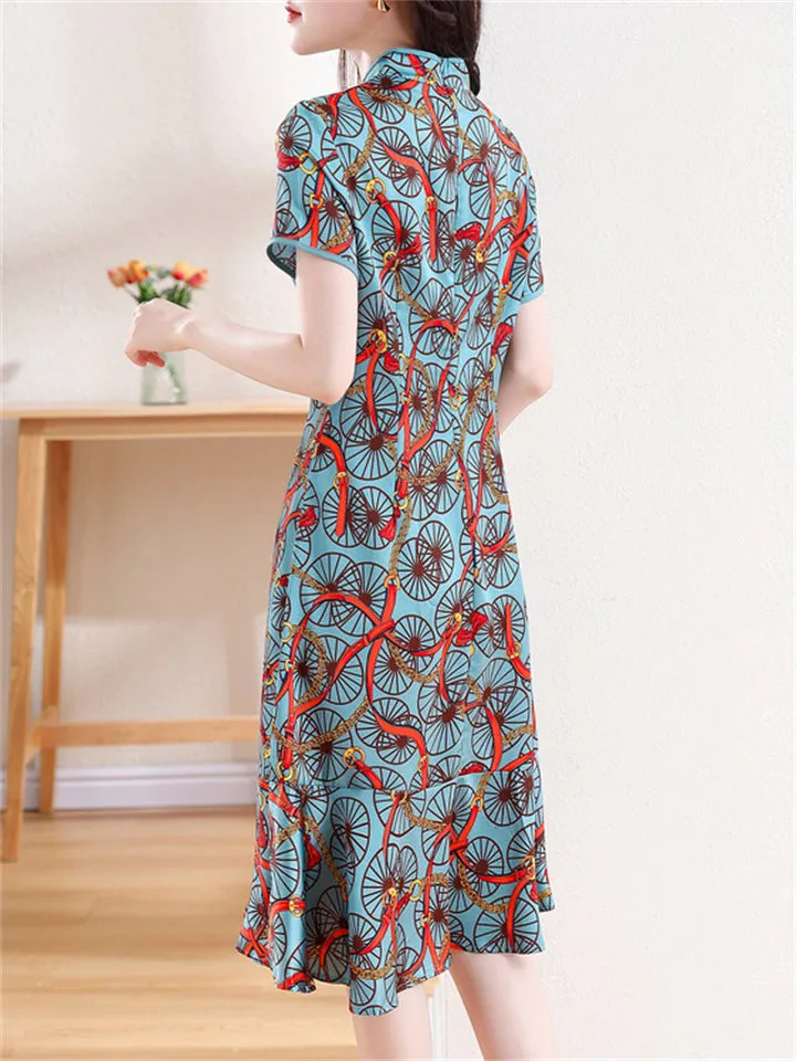 Women's Trendy Printed Cheongsam Fishtail Dress